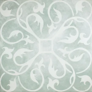 Motif du carrelage imitation carreau de ciment Papua 33,3x33,3 cm en grès cérame, décor bleu et blanc.